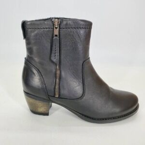 Eric Michael Shoes Womens Boots Black EUR 35 Leather Ankle Dual Zip Western New
